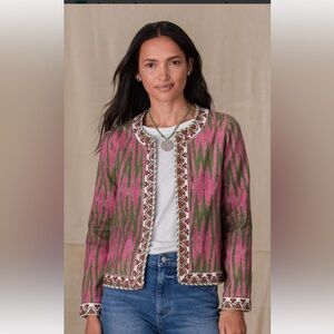 Women's Pink and Green Patterned Jacket